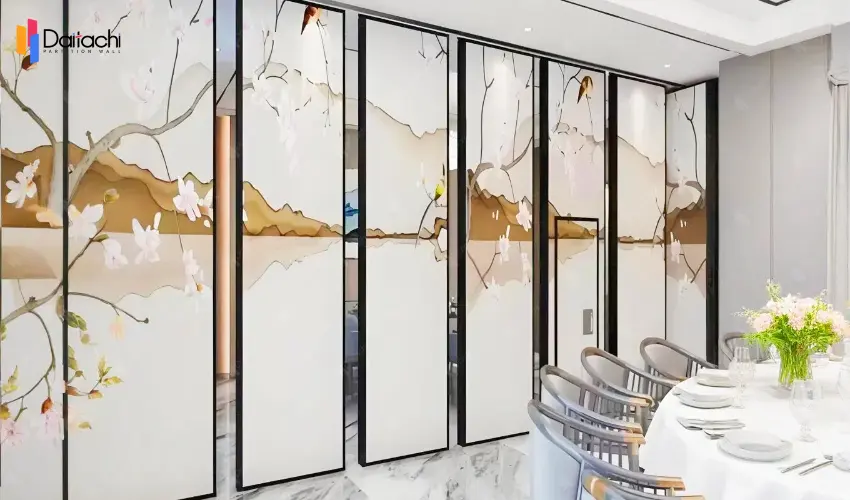 Simple and elegant beige manual movable partition wall