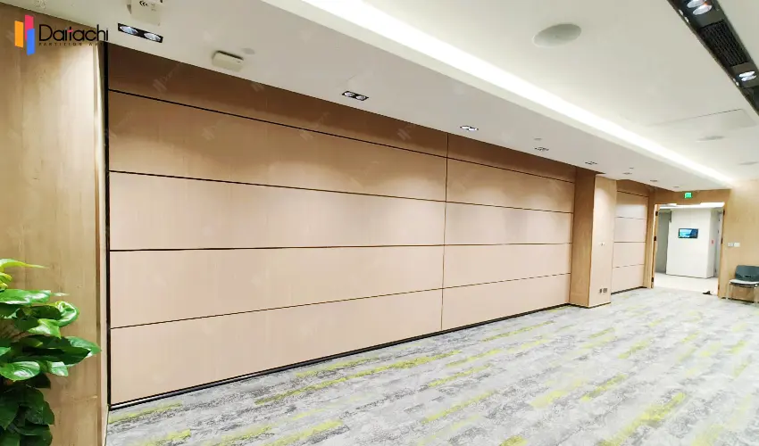 Natural wood color simple vertical lifting and folding movable partition wall