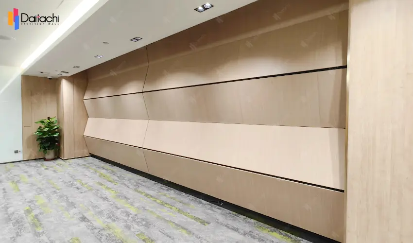 Natural wood color simple vertical lifting and folding movable partition wall