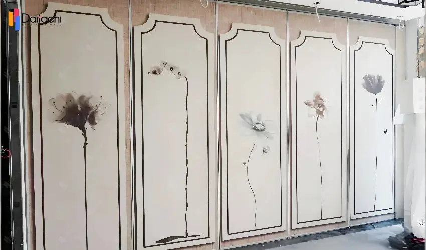 Simple lines paired with plant and floral patterns for manually movable partition walls Simple lines paired with plant and floral patterns for manually movable partition walls