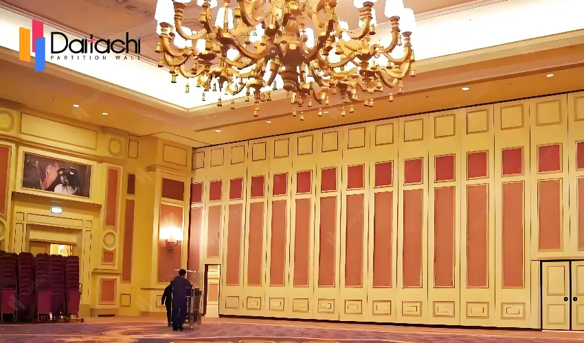 yellow movable partition wall in the hotel lobby