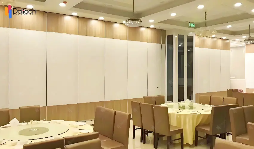 Light brown simple large area hotel solid color manual movable partition wall Light brown simple large area hotel solid color manual movable partition wall