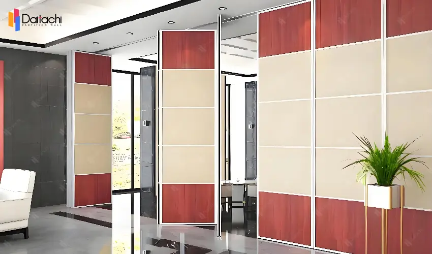 Red and white splicing manual movable partition wall