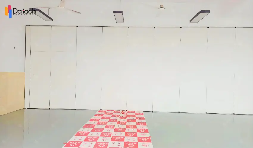 White movable partition wall in the vacant area White movable partition wall in the vacant area