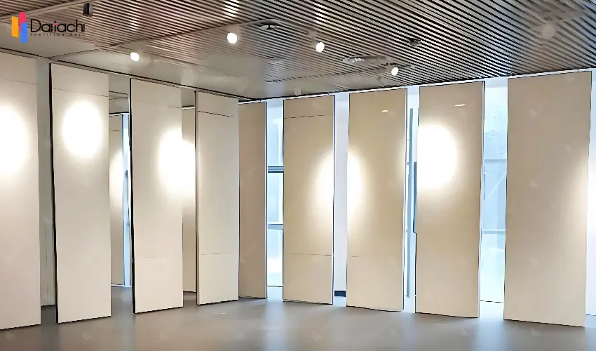 Pure white simple manual movable partition wall under the light