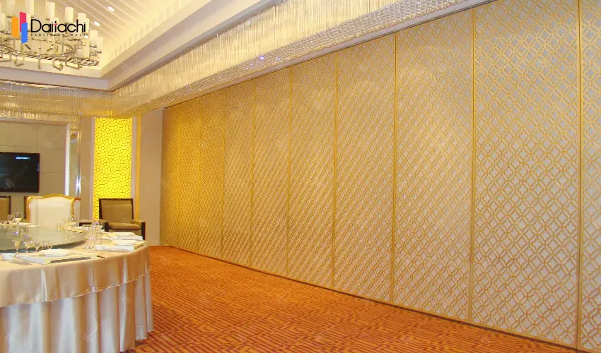 Operable partition wall featuring distinctive interior patterns Operable partition wall featuring distinctive interior patterns