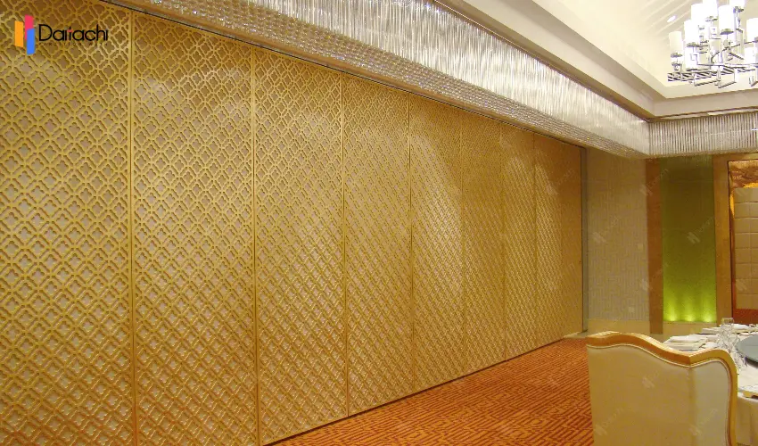 Operable partition wall featuring distinctive interior patterns Operable partition wall featuring distinctive interior patterns